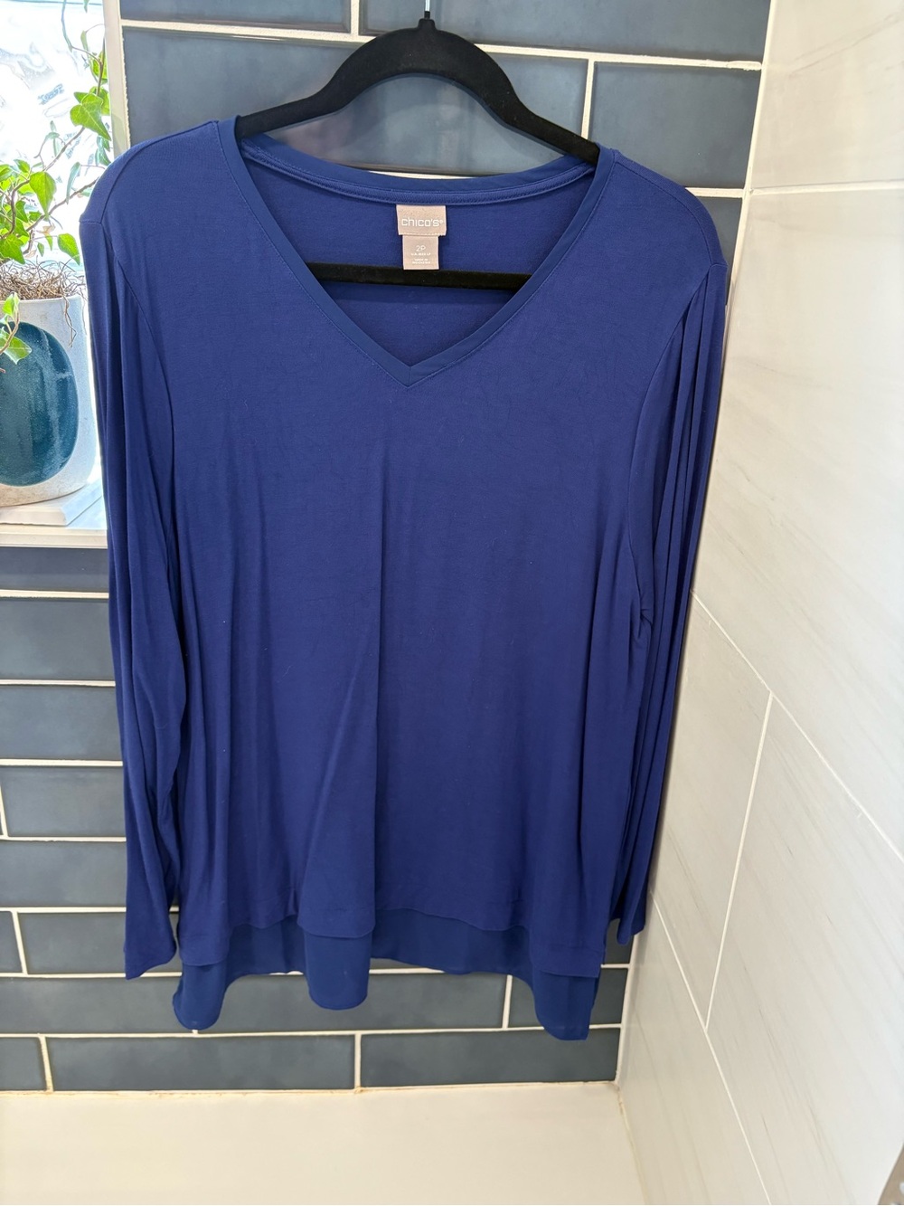 Chico's Royal Blue V-Neck Long Sleeve Top